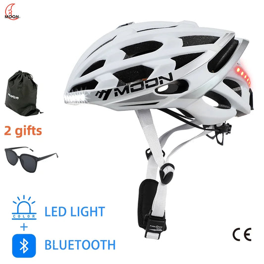 MOON Bike Helmet Road Mountain Cycling with Multi-function Bluetooth Music Phonecall LED Warning Light Safety